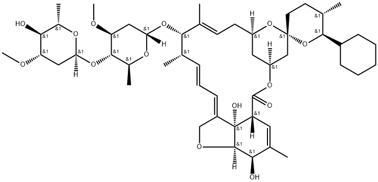 (25S)-25-CYCLOHEXYL-25-DE(SEC-BUTYL)-5-O-DEMETHYL-22,23-DIHYDROAVERMECTIN A1A, 142680-85-1, 结构式