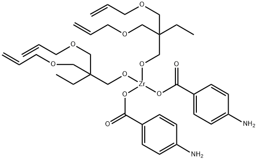 双(4-氨基苯甲酸-O)双[2,2-双[(2-丙烯基氧基)甲基]-1-丁醇-O1]锆盐, 146955-66-0, 结构式