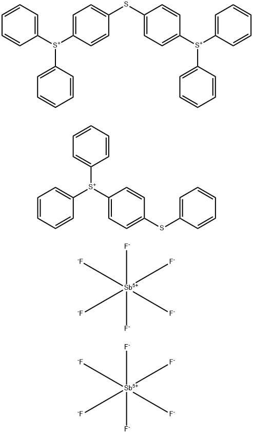 二[4-(二苯基锍)苯基]硫醚二(六氟锑酸盐)与二苯基[4-(苯硫基)苯基]锍六氟锑酸盐的混合物, 159120-95-3, 结构式