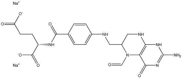N-(4-(((2-氨基-5-甲酰-1,4,5,6,7,8-六氢-4-氧代-6-蝶啶)甲基)氨基)苯甲酰)-L-谷氨酸二钠盐, 163254-40-8, 结构式