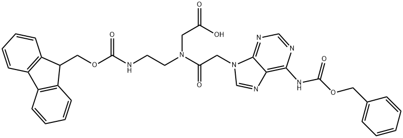 甘氨酸, N-[2-[[(9H-芴-9-基甲氧基)羰基]氨基]乙基]-N-[[6-[[(苯基甲氧基)羰基]氨基]-9H-嘌呤-9-基]乙酰基]-, 169396-98-9, 结构式