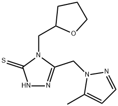 5-((5-甲基-1H-吡唑-1-基)甲基)-4-((四氢呋喃-2-基)甲基)-4H-1,2,4-三唑-3-硫醇, 1005651-99-9, 结构式