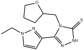 5-(1-乙基-1H-吡唑-3-基)-4-((四氢呋喃-2-基)甲基)-4H-1,2,4-三唑-3-硫醇, 1005680-32-9, 结构式