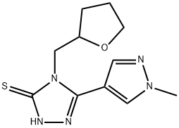 5-(1-甲基-1H-吡唑-4-基)-4-((四氢呋喃-2-基)甲基)-4H-1,2,4-三唑-3-硫醇, 1005700-34-4, 结构式