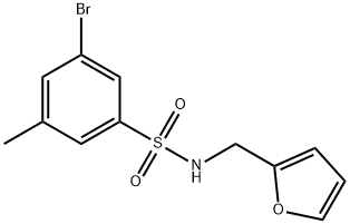N-(FURAN-2-YLMETHYL) 3-BROMO-5-METHYLBENZENESULFONAMIDE, 1020252-90-7, 结构式