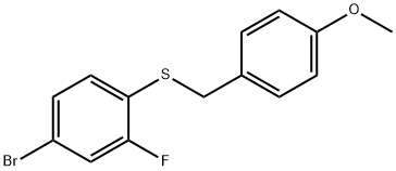 (4-BROMO-2-FLUOROPHENYL)(4-METHOXYBENZYL)SULFANE, 1020253-12-6, 结构式