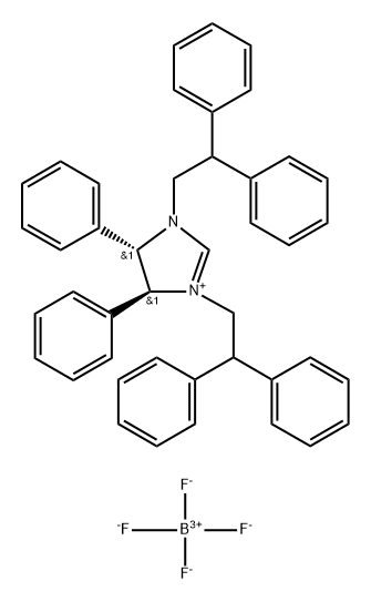 (4S,5S)-1,3-双(2,2-二苯基乙基)-4,5-二苯基-4,5-二氢-1H-咪唑-3-鎓 四氟硼酸盐, 1033618-41-5, 结构式