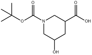 1-Boc-5-Hydroxypiperidine-3-carboxylic Acid, 1095010-48-2, 结构式