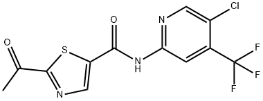 2-乙酰基-N-(5-氯-4-(三氟甲基)吡啶-2-基)噻唑-5-羧酰胺, 1095825-46-9, 结构式