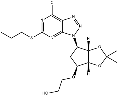 2-[[(3AR,4S,6R,6AS)-6-[7-氯-5-(丙硫基)-3H-1,2,3-三氮唑并[4,5-D]嘧啶-3-基]四氢-2,2-二甲基-4H-环戊烯并-1,3-二恶茂-4-基]氧基]乙醇, 376608-75-2, 结构式