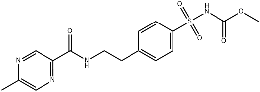 N-[4-[BETA-(5-甲基吡嗪-2-甲酰氨基)乙基]苯磺酰基]氨基甲酸甲酯, 33288-74-3, 结构式