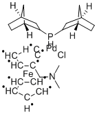 氯化(二-2-降冰片聚膦)( 2-二甲基氨甲基二茂铁-1-基)钯(Ⅱ), 614753-51-4, 结构式