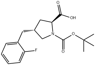 (2S,4R)-1-(反式-叔丁氧基羰基)-4-(2-氟苄基)吡咯-2-羧酸, 959579-52-3, 结构式