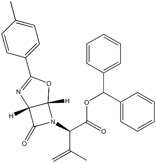 [1R-[1ALPHA,5ALPHA,6(R)]]-ALPHA-(1-甲基乙烯基)-3-(4-甲基苯基)-7-氧代-4-氧杂-2,6-二氮杂二环[3.2.0]庚-2-烯-6-乙酸(二苯基)甲酯, 67978-05-6, 结构式