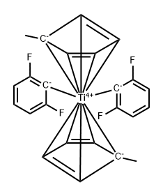 双(2,6-二氟苯基)双[(1,2,3,4,5-Η)-1-甲基-2,4-环戊二烯-1-基]钛, 93709-39-8, 结构式
