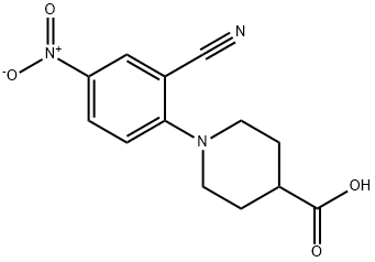 1-(2-氰基-4-硝基-苯基)4-哌啶甲酸, 903863-91-2, 结构式