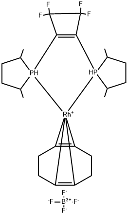 1,2-双[(2R,5R)-2,5-二甲基磷]-3,3,4,4-四氟-1-环丁烯(1,5-环辛二烯)四氟硼酸铑(I), 910048-20-3, 结构式