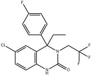 6-氯-4-乙基-4-(4-氟苯基)-3,4-二氢-3-(2,2,2-三氟乙基)-2(1H)-喹唑啉酮, 910483-02-2, 结构式