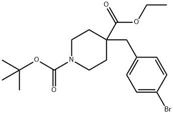 N-BOC-4-(4-溴苄基)哌啶-4-羧酸乙酯, 912617-73-3, 结构式