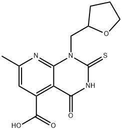 7-甲基-4-氧代-1-((四氢呋喃-2-基)甲基)-2-硫代-1,2,3,4-四氢吡啶并[2,3-D]嘧啶-5-羧酸, 937599-74-1, 结构式
