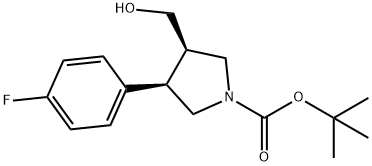 反式-3-(4-氟苯基)-4-(羟甲基)吡咯烷-1-羧酸叔丁酯, 939823-88-8, 结构式