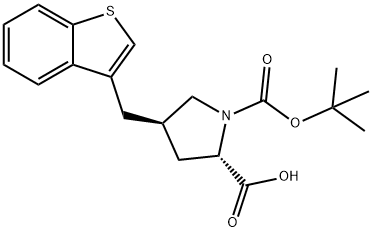 反-BOC-4-(苯并噻吩-3-甲基)-L-脯氨酸, 959577-82-3, 结构式