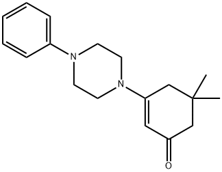 5,5-二甲基-3-(4-苯基吡嗪-1-基)环己-2-烯-1-酮, 81820-98-6, 结构式