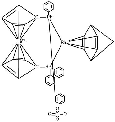 (二环[2.2.1]庚-2,5-二烯)[1,1`-二(二苯基膦基)二茂铁]高氯酸铑(I), 84680-96-6, 结构式