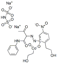 二[2-羟基-5-硝基-3-[[2-氧代-1-[(苯基氨基)羰基]丙基]偶氮]苯磺酸根合]钴酸二乙醇胺钠盐, 85049-73-6, 结构式