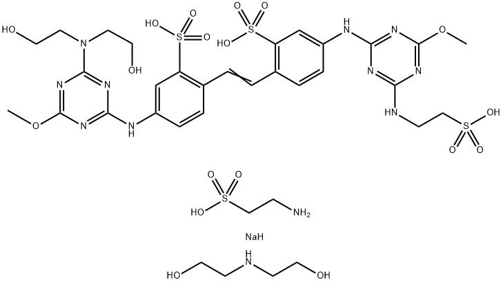 5-[[4-[二(2-羟乙基)氨基]-6-甲氧基-1,3,5-三嗪-2-基]氨基]-2-[2-[4-[[4-甲氧基-6[(2-乙磺基)氨基]-1,3,5-三嗪-2-基]氨基]-2-苯磺基]乙烯基]苯磺酸钠与2-胺乙醇磺酸单钠盐和2,2