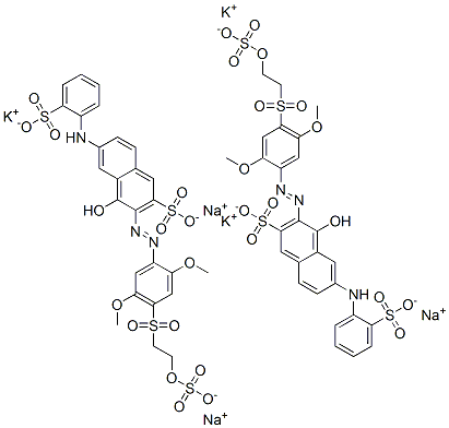 3-[[2,5-二甲氧基-4-[[2-(磺基氧基)乙基]磺酰基]苯基]偶氮基]-4-羟基-6-[(磺苯基)氨基]-2-萘磺酸钾钠, 85614-39-7, 结构式
