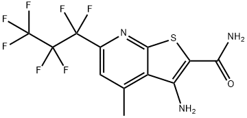 3-氨基-6-(七氟丙基)-4-甲基噻吩并[2,3-B]吡啶-2-甲酰胺, 828276-24-0, 结构式