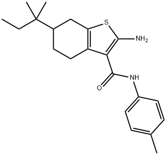 2-氨基-6-叔-戊基-N-(4-甲基苯基)-4,5,6,7-四氢-1-苯并噻吩-3-甲酰胺, 863186-09-8, 结构式