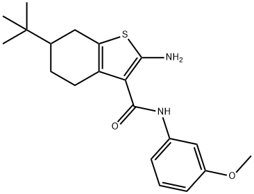 2-氨基-6-叔丁基-N-(3-甲氧苯基)-4,5,6,7-四氢-1-苯并噻吩-3-甲酰胺, 863188-95-8, 结构式