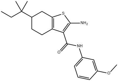 2-氨基-6-叔-戊基-N-(3-甲氧苯基)-4,5,6,7-四氢-1-苯并噻吩-3-甲酰胺, 865419-00-7, 结构式
