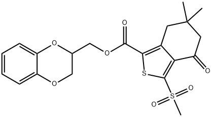 3-甲基磺?；?6,6-二甲基-4-氧代-4,5,6,7-四氫苯并[C]噻吩-1-羧酸(2,3-二氫苯并[1,4]二惡英-2-基)甲基酯, 873189-11-8, 結(jié)構(gòu)式