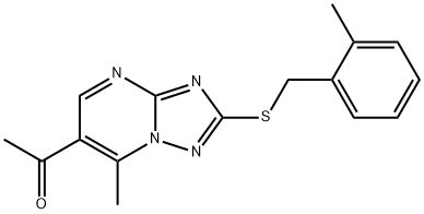 1-[7-甲基-2-[(2-甲苄基)硫代]-[1,2,4]三唑并[1,5-A]嘧啶-6-基]乙酮, 879044-17-4, 结构式