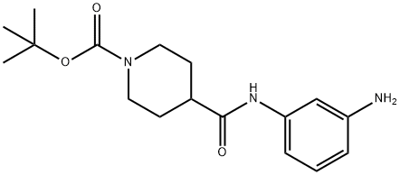 4-(3-氨基苯基氨基甲酰基)哌啶-1-羧酸叔丁酯, 883106-64-7, 结构式