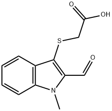 2-(2-甲烷酰-1-甲基-吲哚-3-基)硫基乙酸, 885123-03-5, 结构式