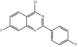 4-氯-7-氟-2-(4-氟苯基)喹唑啉, 885277-44-1, 结构式