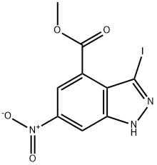 3-碘-6-硝基-1H-吲唑-4-羧酸甲酯, 885519-09-5, 结构式