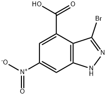 3-溴-6-硝基吲唑-4-羧酸, 885519-63-1, 结构式