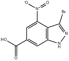 3-溴-4-硝基-1H-吲唑-6-羧酸, 885521-11-9, 结构式