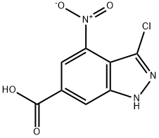 3-氯-4-硝基-2H-吲唑-6-羧酸, 885521-17-5, 结构式