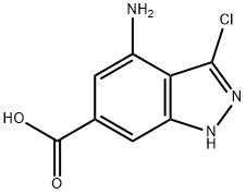 4-氨基-3-氯-1H-吲唑-6-羧酸, 885521-23-3, 结构式