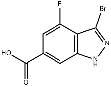 3-溴-4-氟-1H-吲唑-6-羧酸, 885521-65-3, 结构式