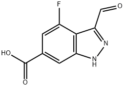 3-醛基-4-氟-吲唑-6-羧酸, 885521-73-3, 结构式