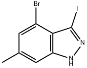 4-溴-3-碘-6-甲基-1H-吲唑, 885521-98-2, 结构式