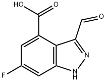 6-氟-3-甲酰基-1H-吲唑-4-羧酸, 885522-08-7, 结构式