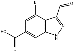 3-醛基-4-溴-吲唑-6-羧酸, 885523-37-5, 结构式